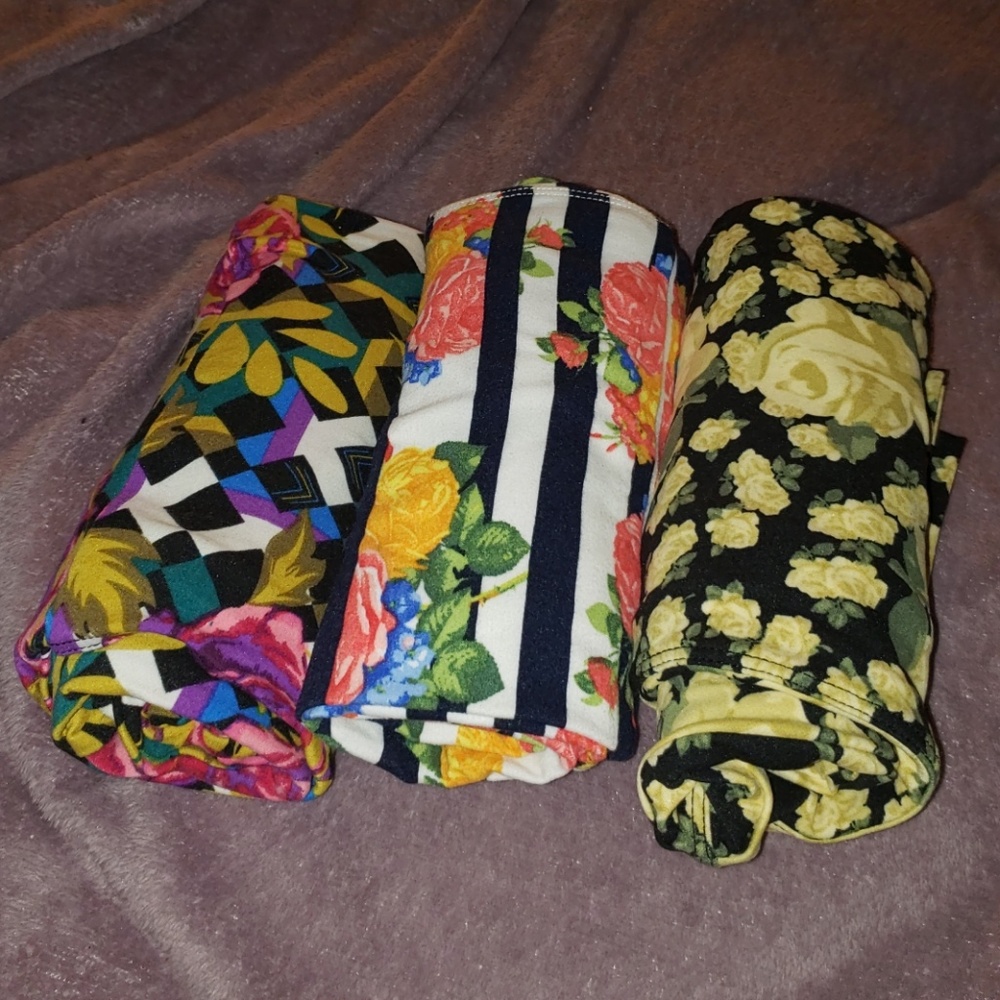 3 pack lularoe os leggings floral unicorns